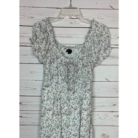 J.Crew Women's 6 White Purple Floral Short Sleeve Spring Summer Pockets Dress - Picture 3 of 10